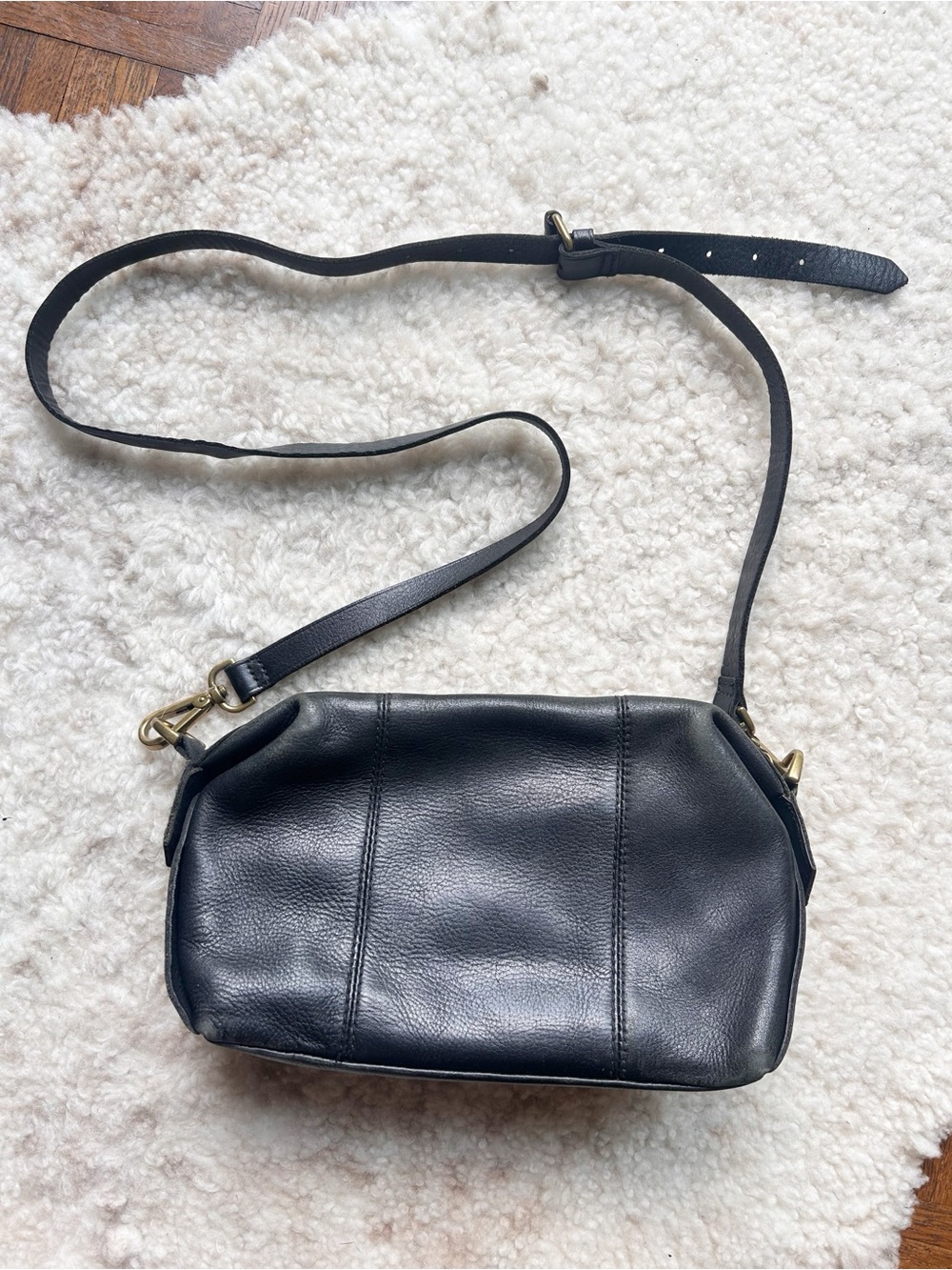 Madewell Mini Glasco Crossbody Bag Black Leather